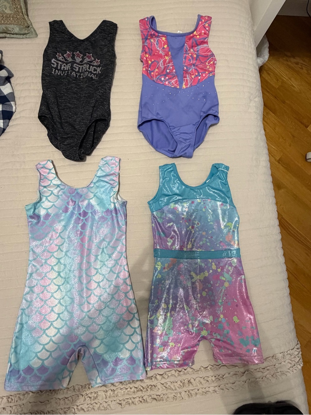 Cat & Jack Girls' Purple, Aqua, Pink and Black Gymnastics Leotard & Shorts Lot